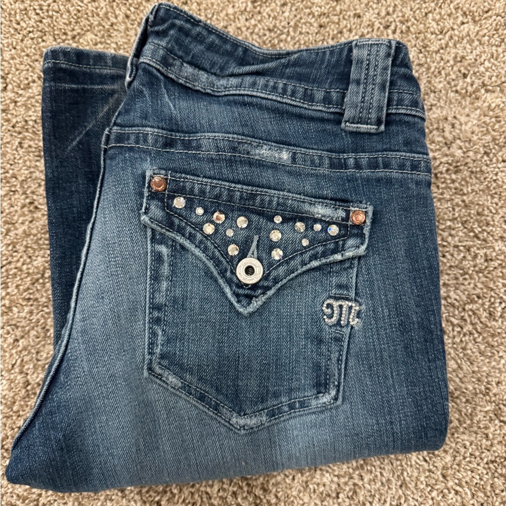 Miss Me Blue Boot Cut Jeans with Embellished Back